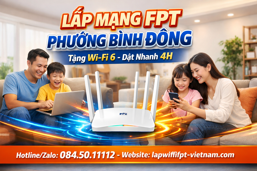 Lắp Mạng FPT Phường Bình Đông Giá Rẻ – Tặng Wi-Fi 6 Tốc Độ Cao