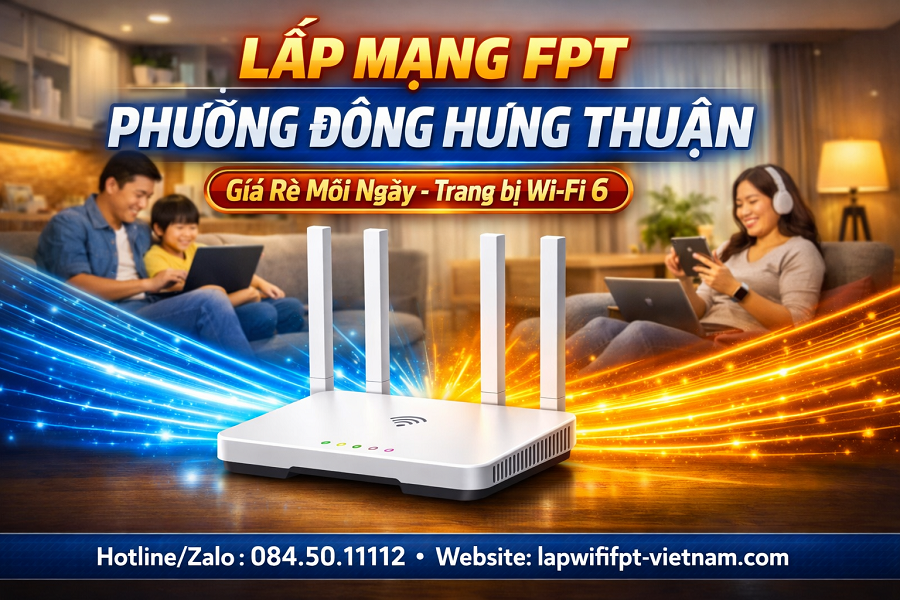 Lắp Mạng FPT Phường Đông Hưng Thuận Giá Rẻ – Tặng Wi-Fi 6 Tốc Độ Cao
