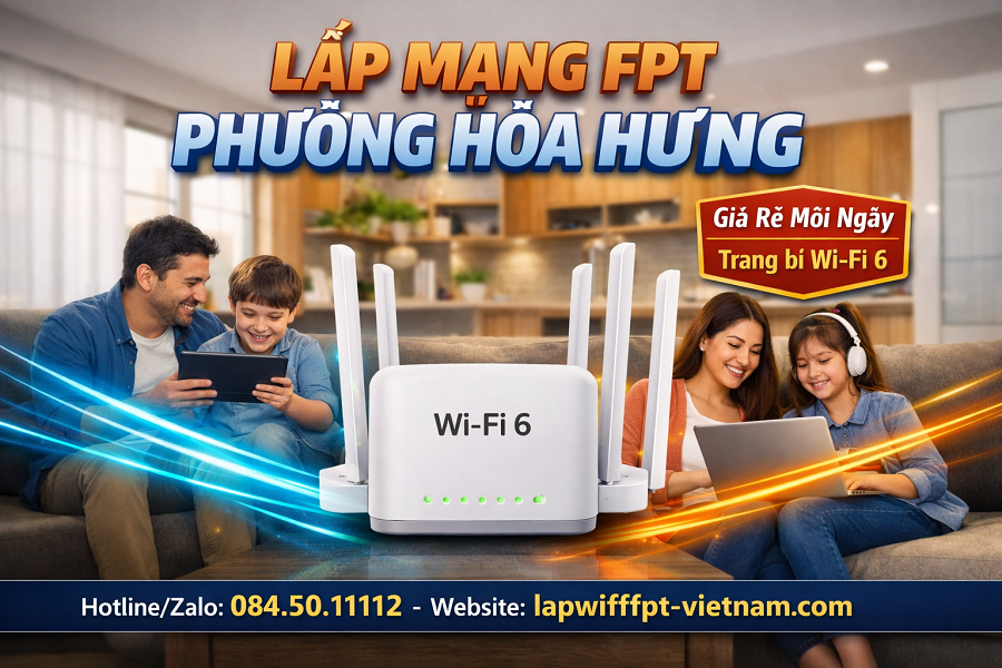 Lắp Mạng FPT Phường Hòa Hưng Giá Rẻ – Trang Bị Wi-Fi 6 Tốc Độ Cao