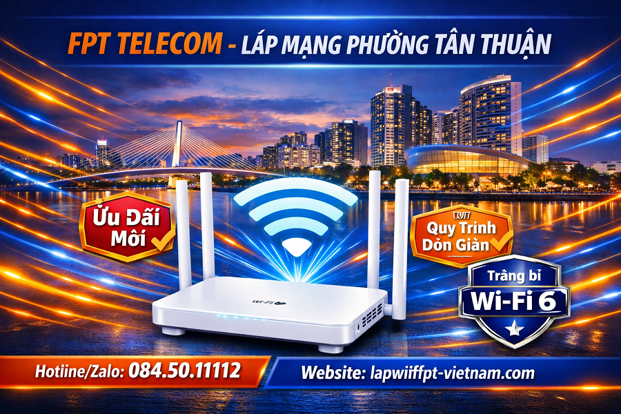 Lắp Mạng FPT Phường Tân Thuận: Cập Nhật Ưu Đãi Mới Nhất – Trải Nghiệm Wi-Fi 6 Đỉnh Cao
