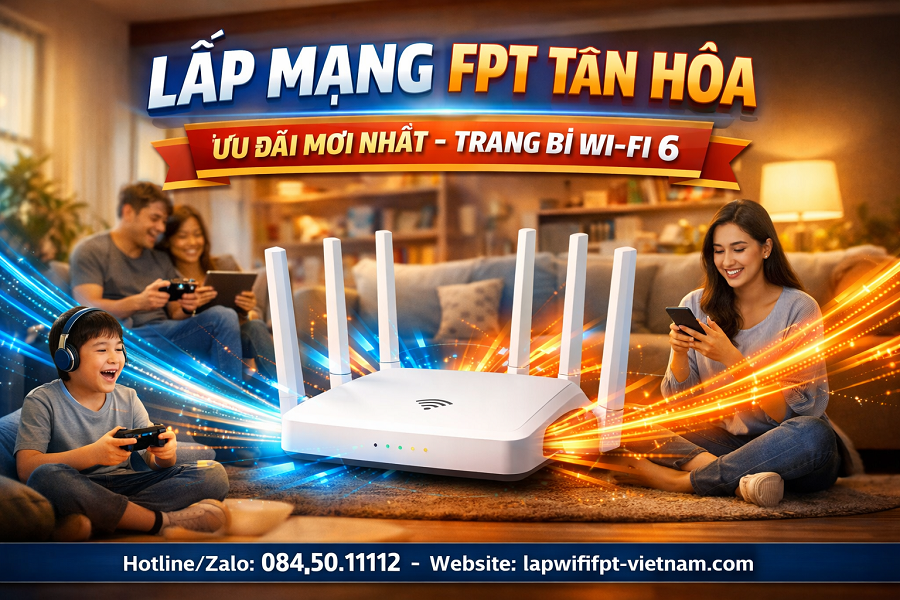 Lắp Mạng FPT Tân Hòa Ưu Đãi Mới – Cáp Quang Siêu Tốc, Trang Bị Wi-Fi 6