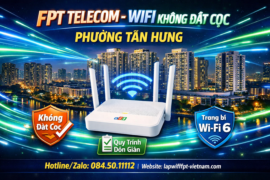 Lắp WiFi FPT Phường Tân Hưng Không Đặt Cọc: Thủ Tục Đơn Giản – Lắp Đặt Nhanh 4H